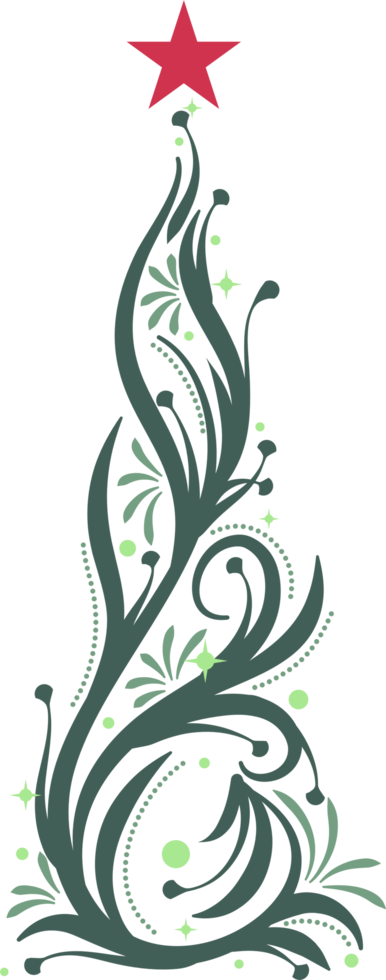 Calligraphic Christmas tree element png
