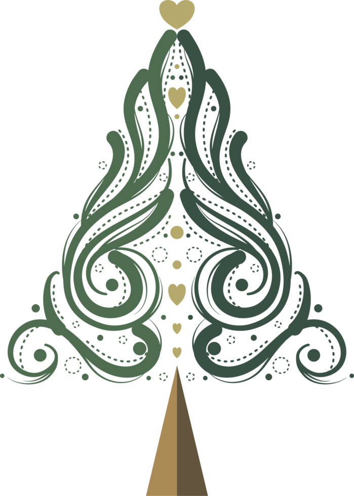 Calligraphic Christmas tree element png