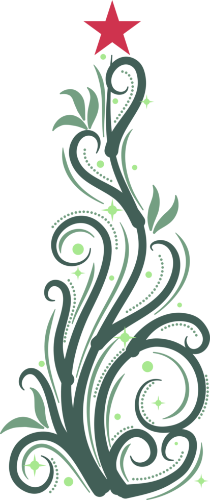 Calligraphic Christmas tree element png