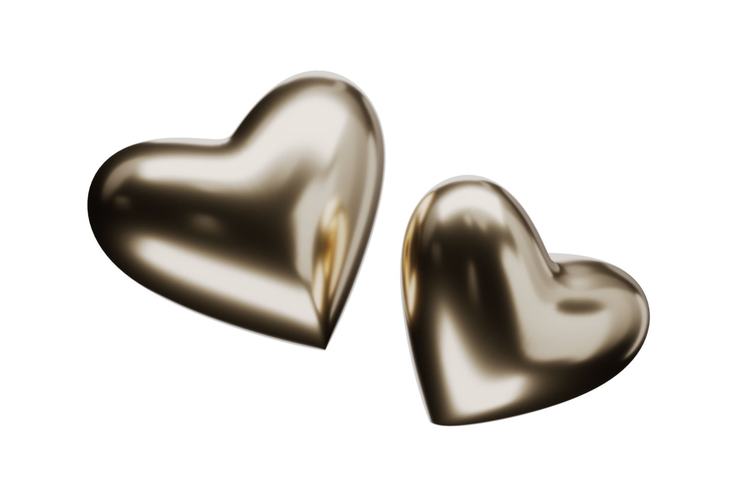 Golden hearts without background 3d render. 13396310 PNG