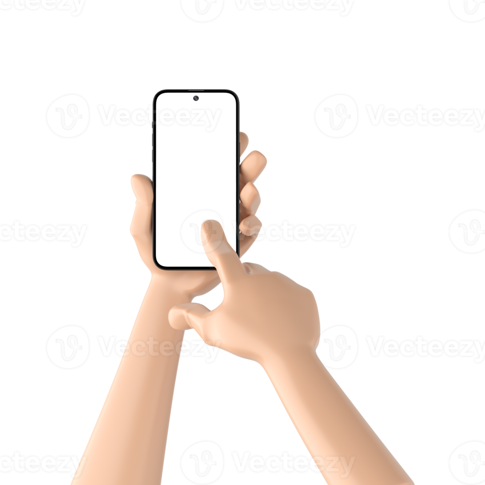 Cartoon Hand with Phone 3D PNG