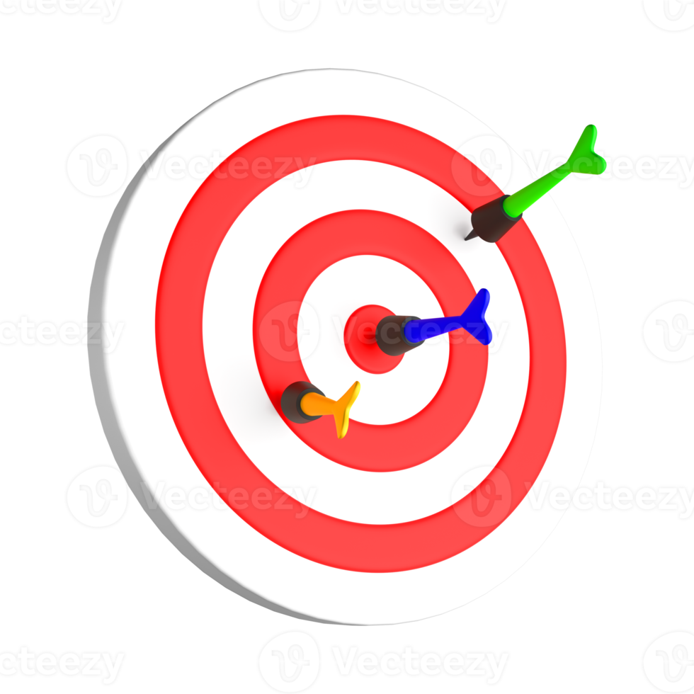 Dart Board For Target With Bullseye Arrow 3D png