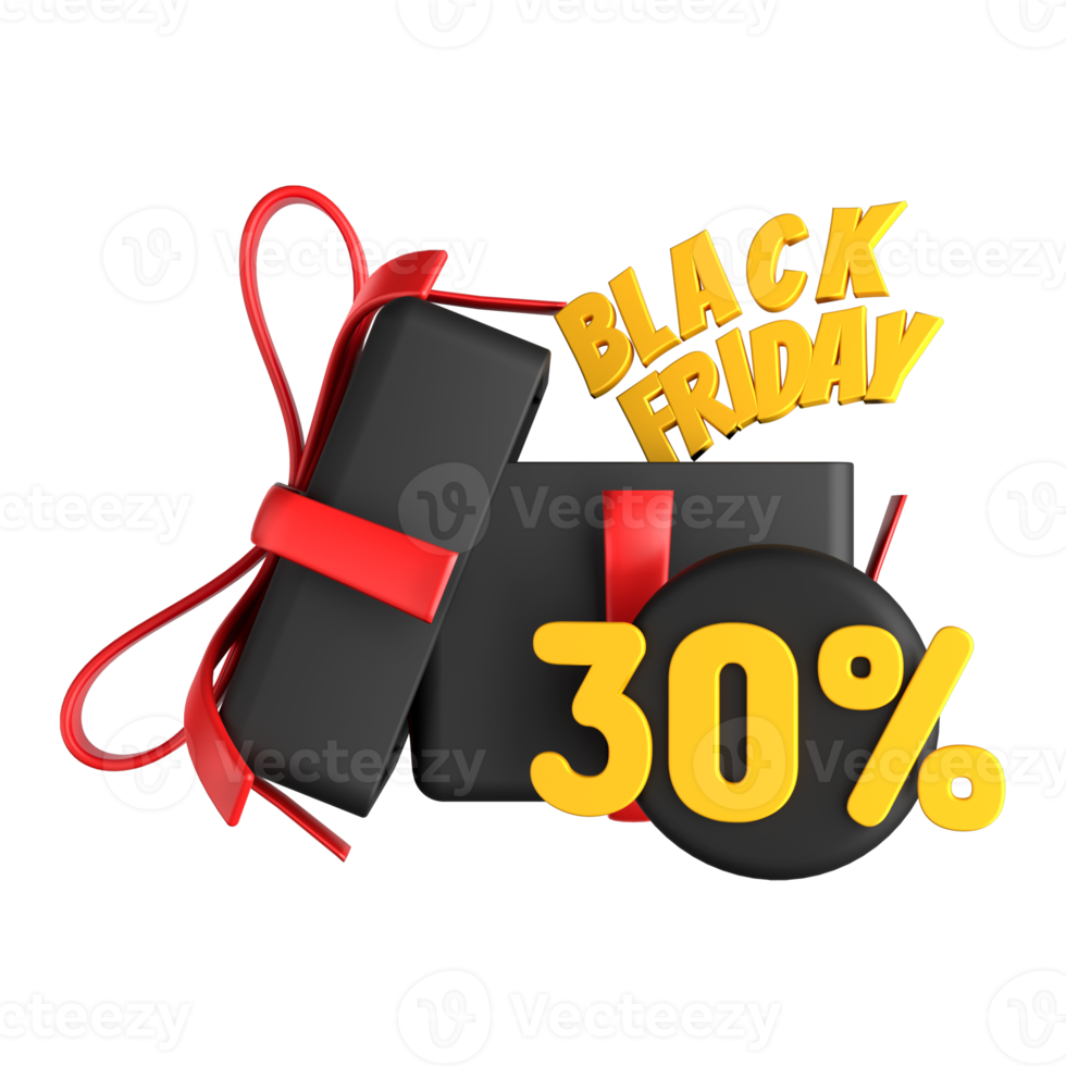 Open Black Gift Box Black Friday Discount 3D png