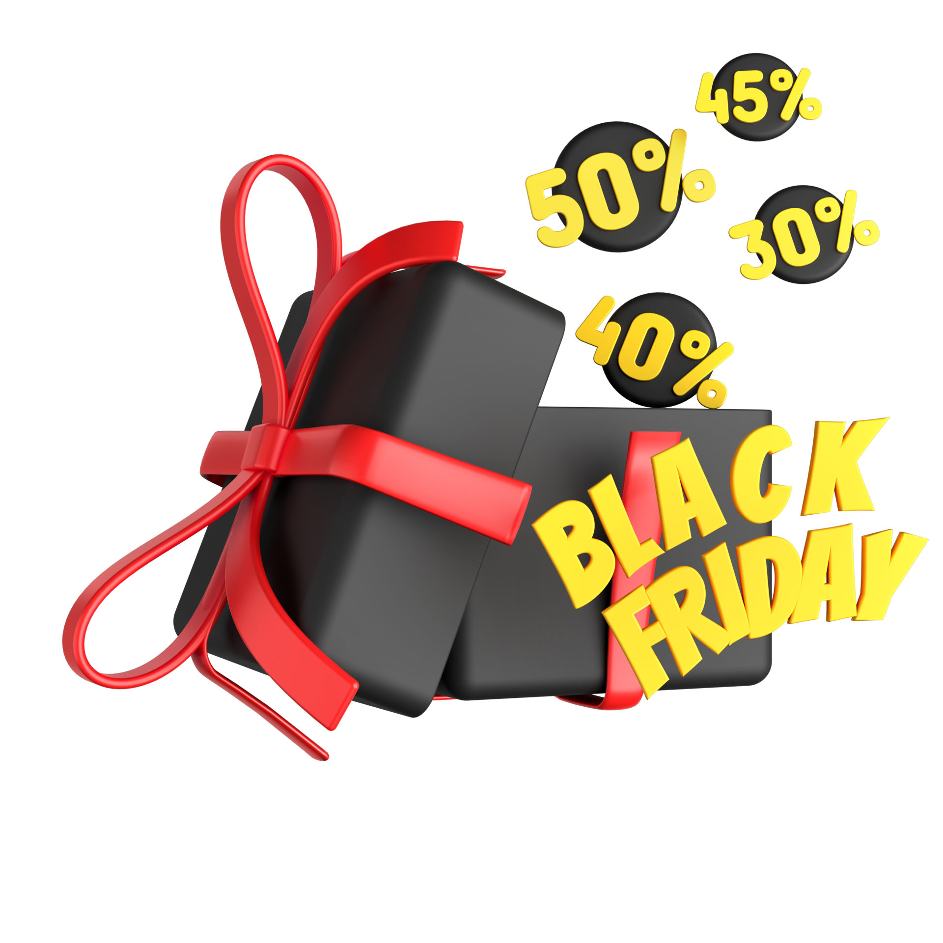 Open Black Gift Box Black Friday Discount 3D 13396336 PNG