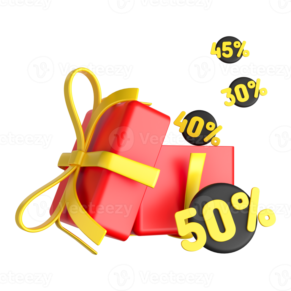 Open Red Gift Box Black Friday Discount 3D png