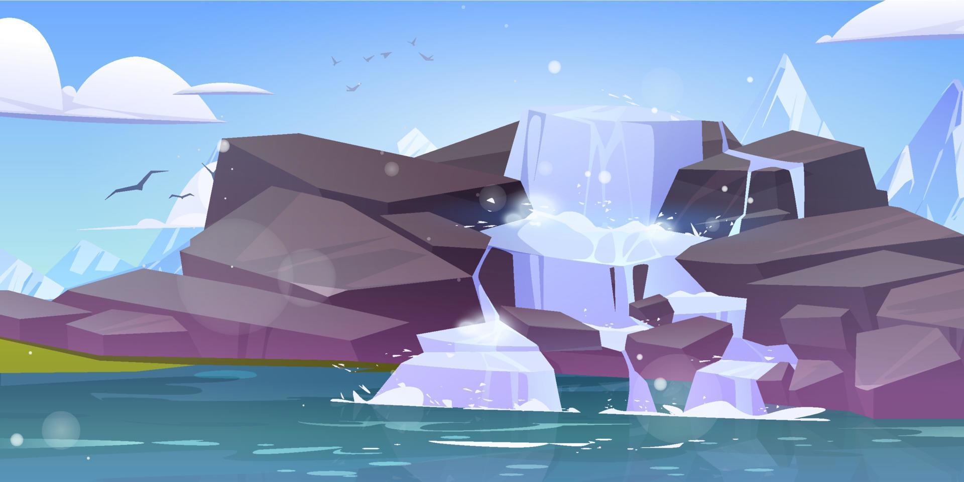 cascada paisaje paisaje, corriente de agua, rocas vector