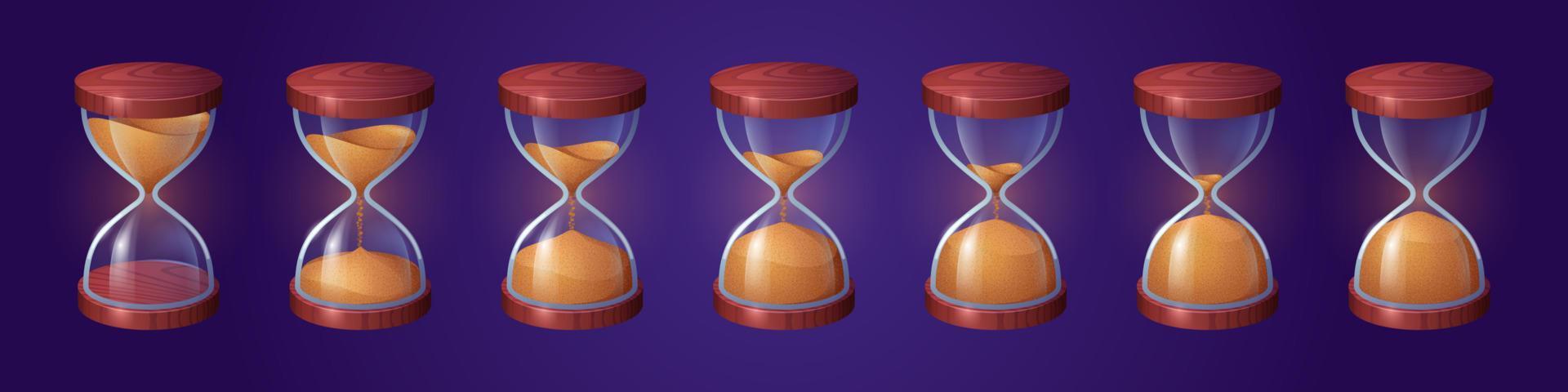 hoja de sprite de animación de reloj de arena, reloj de cristal vector