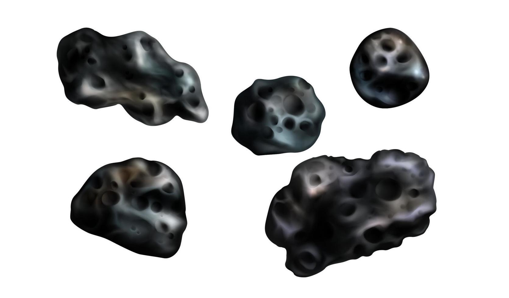 asteroides de piedra. meteorito o espacio canto rodado o roca vector