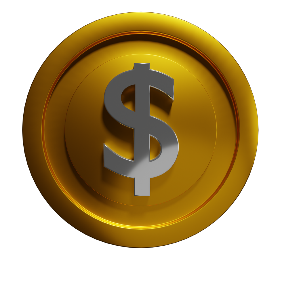 3D Dollar Coin Illustration png