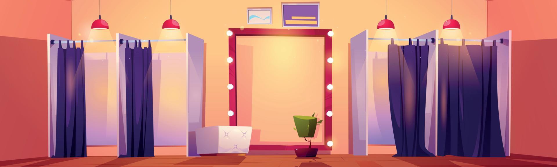 Fitting room interior in fashion store vector