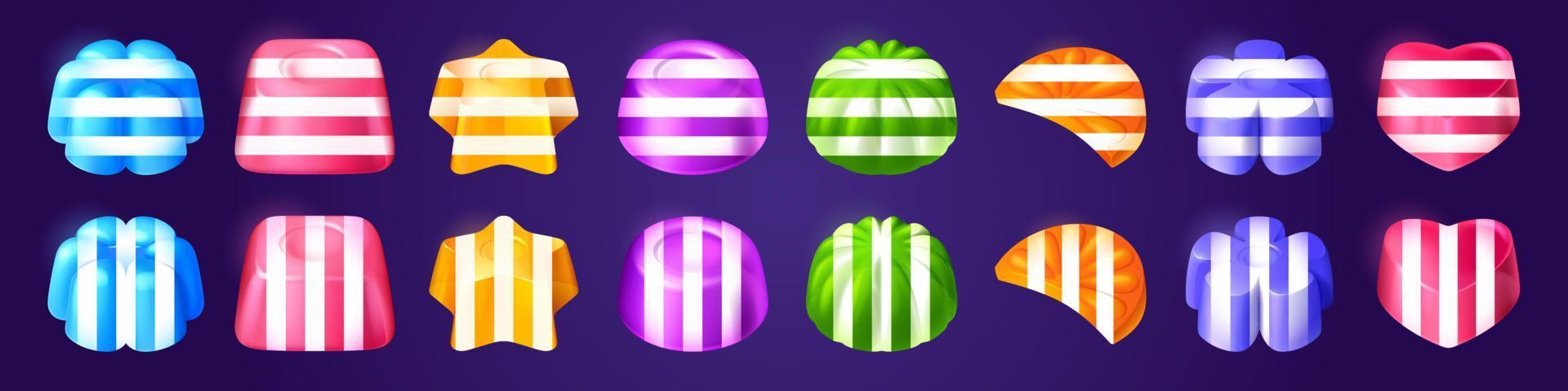 Game icons of striped hard sugar candies vector