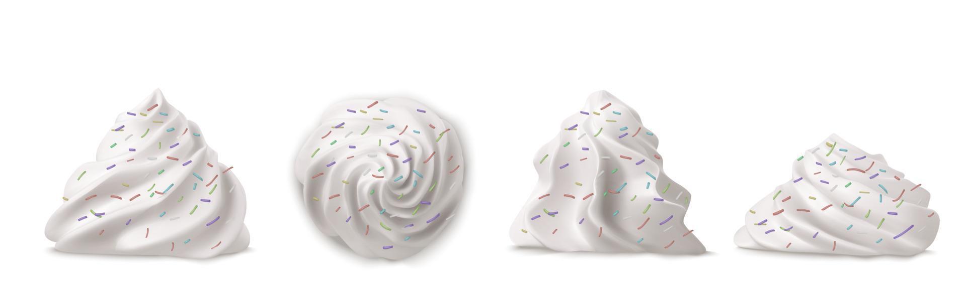 Whipped cream swirl or meringue with sprinkles vector