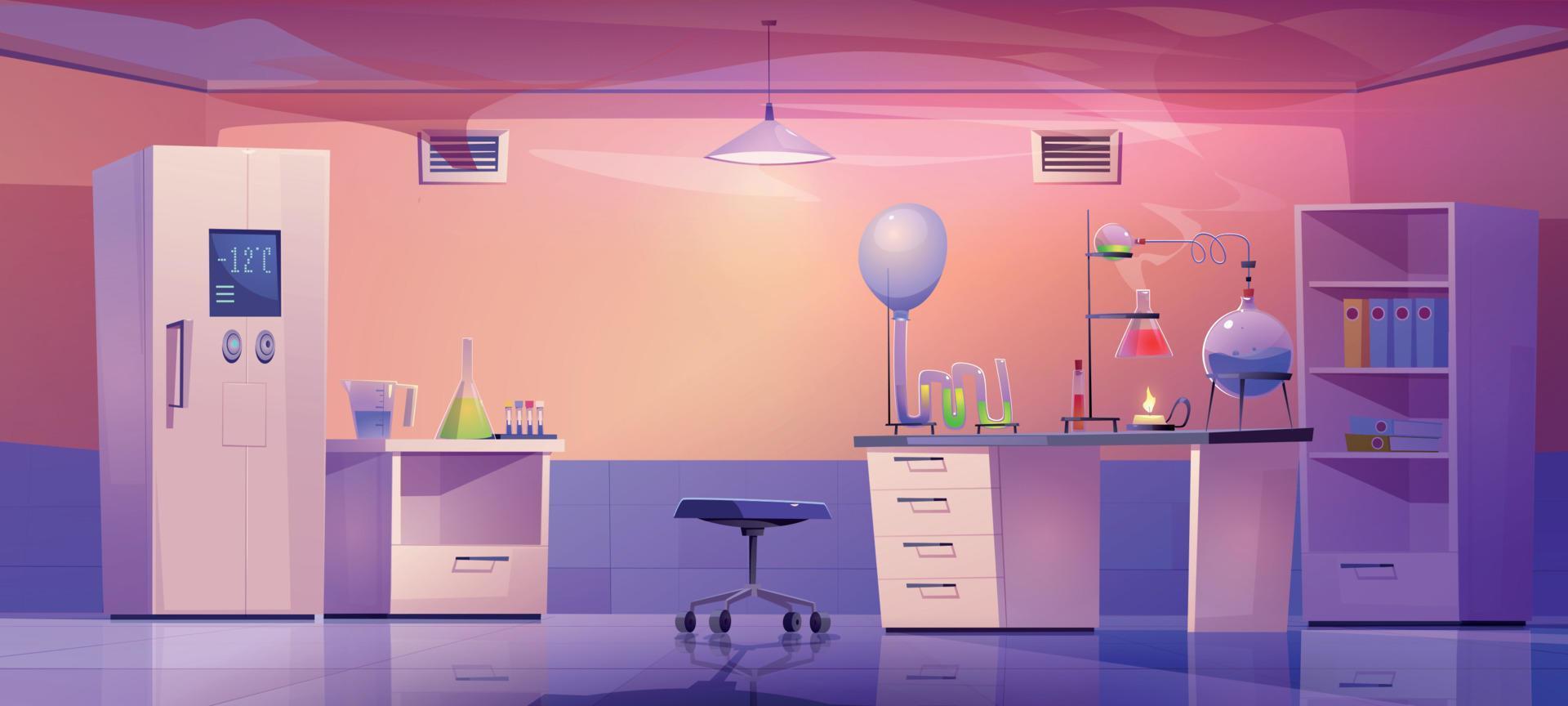 Chemical lab for science research, experiments vector