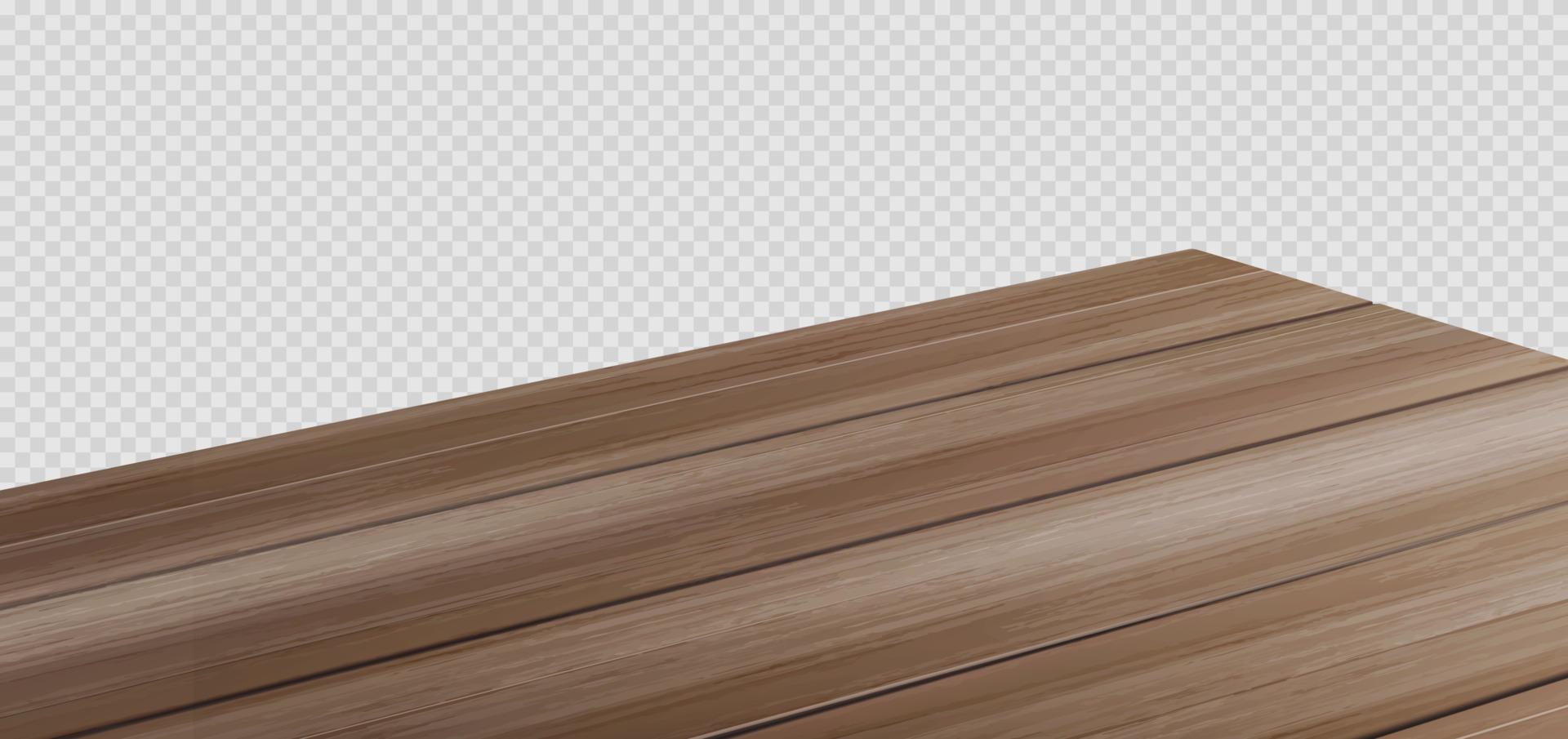 Dining wooden table top, corner perspective vector