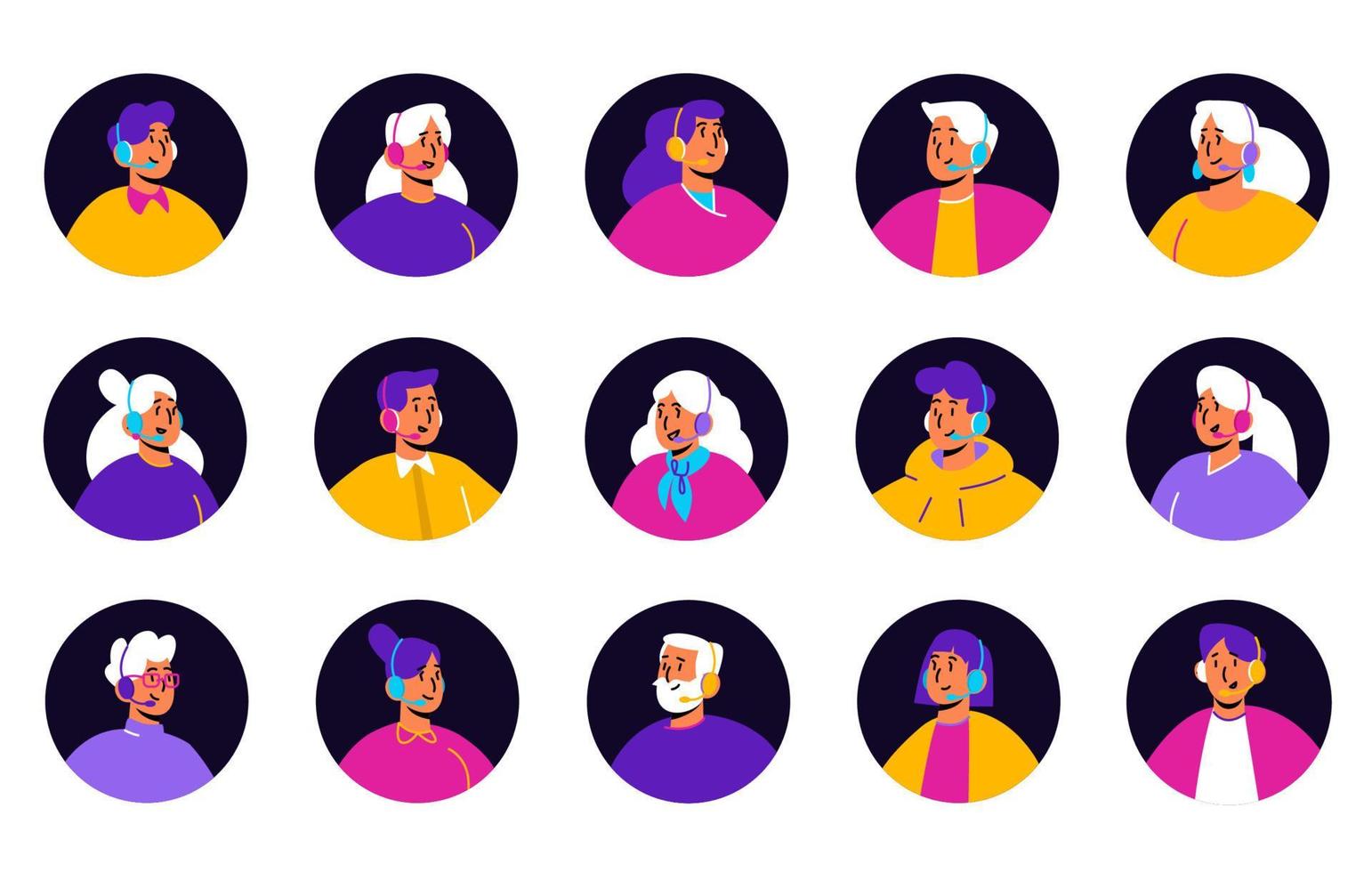 Customer support service operators avatars vector