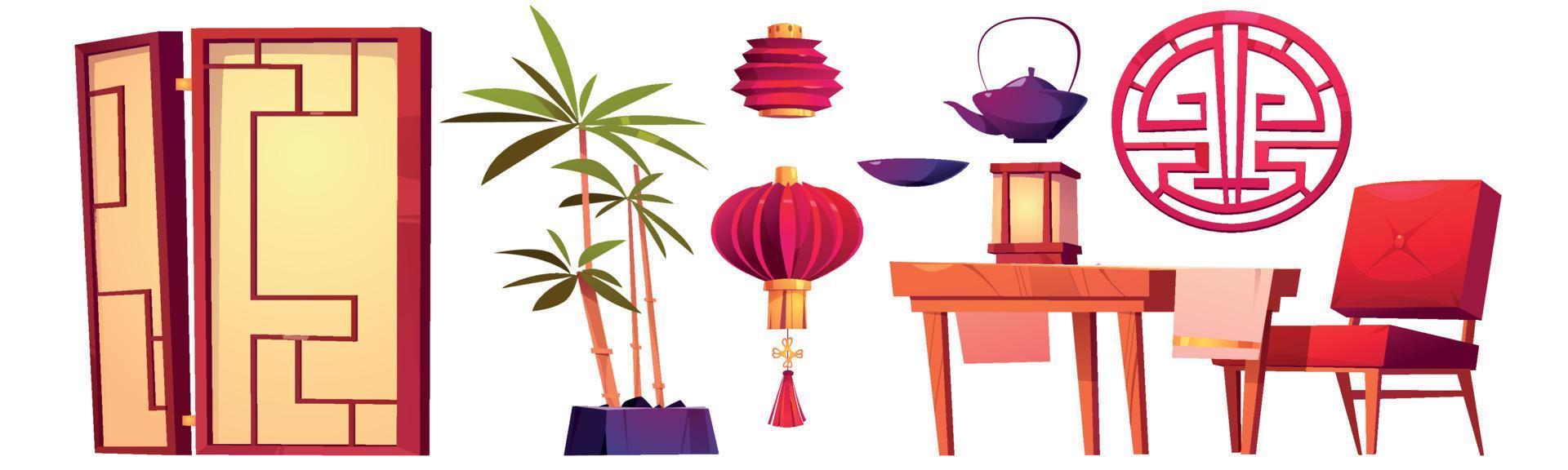 Chinese furniture for tea ceremony vector