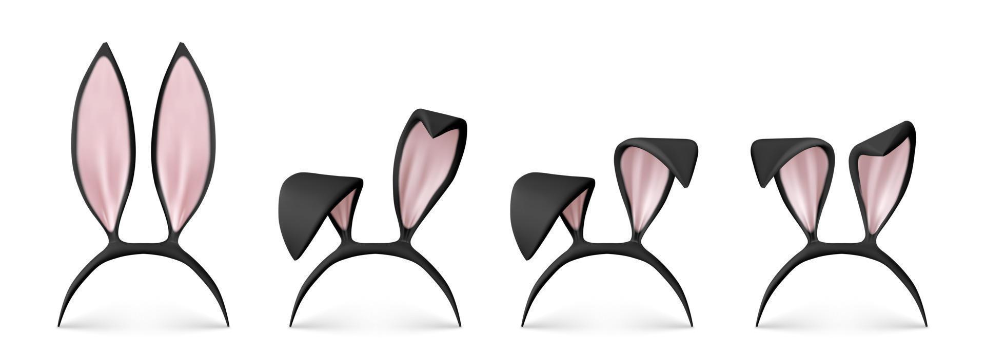 Bunny ears headband. Black rabbit easter mask vector