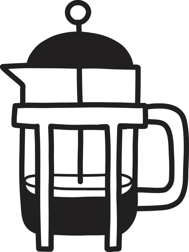 Hand Drawn French Press coffee maker illustration vector