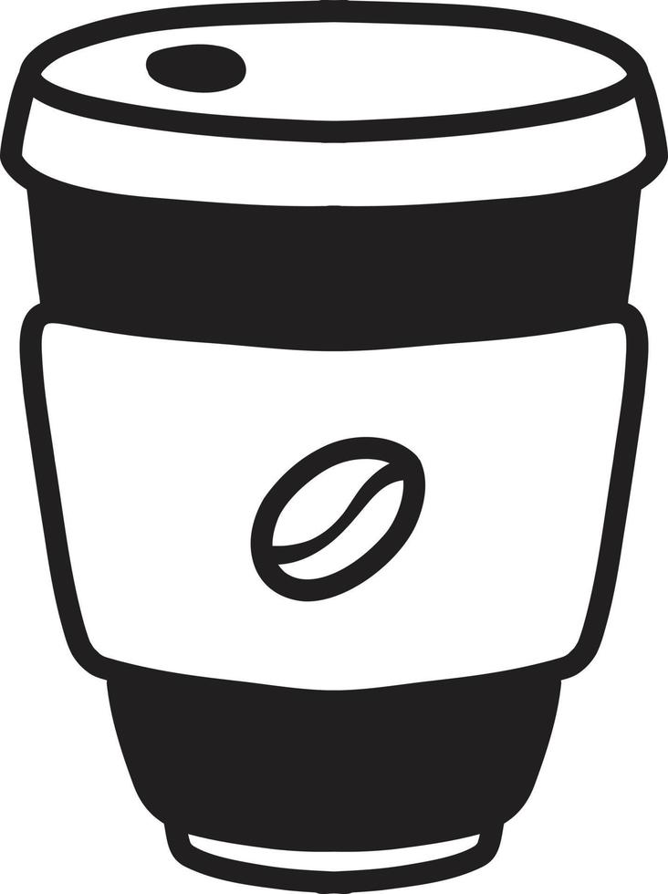 Hand Drawn paper coffee cup illustration vector