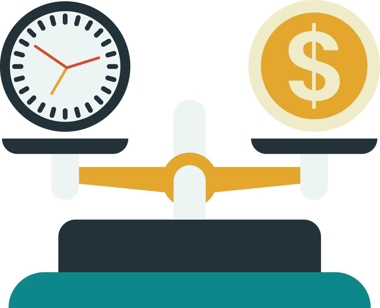 Money and time are on the scales illustration in minimal style vector
