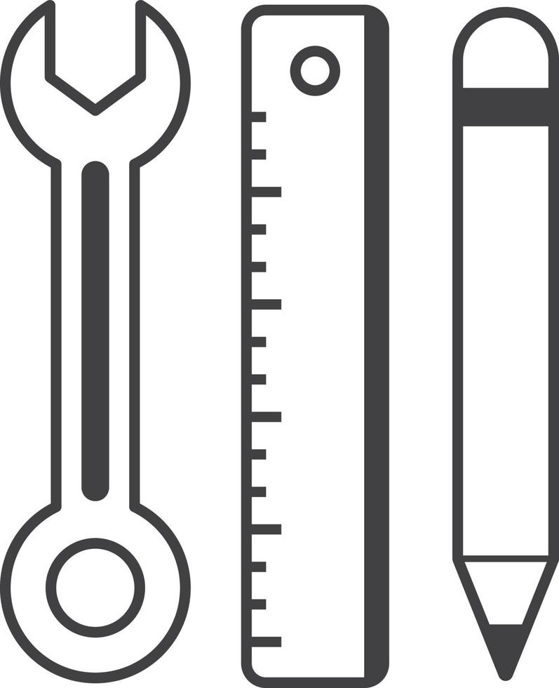 pencil with pen and wrench illustration in minimal style vector