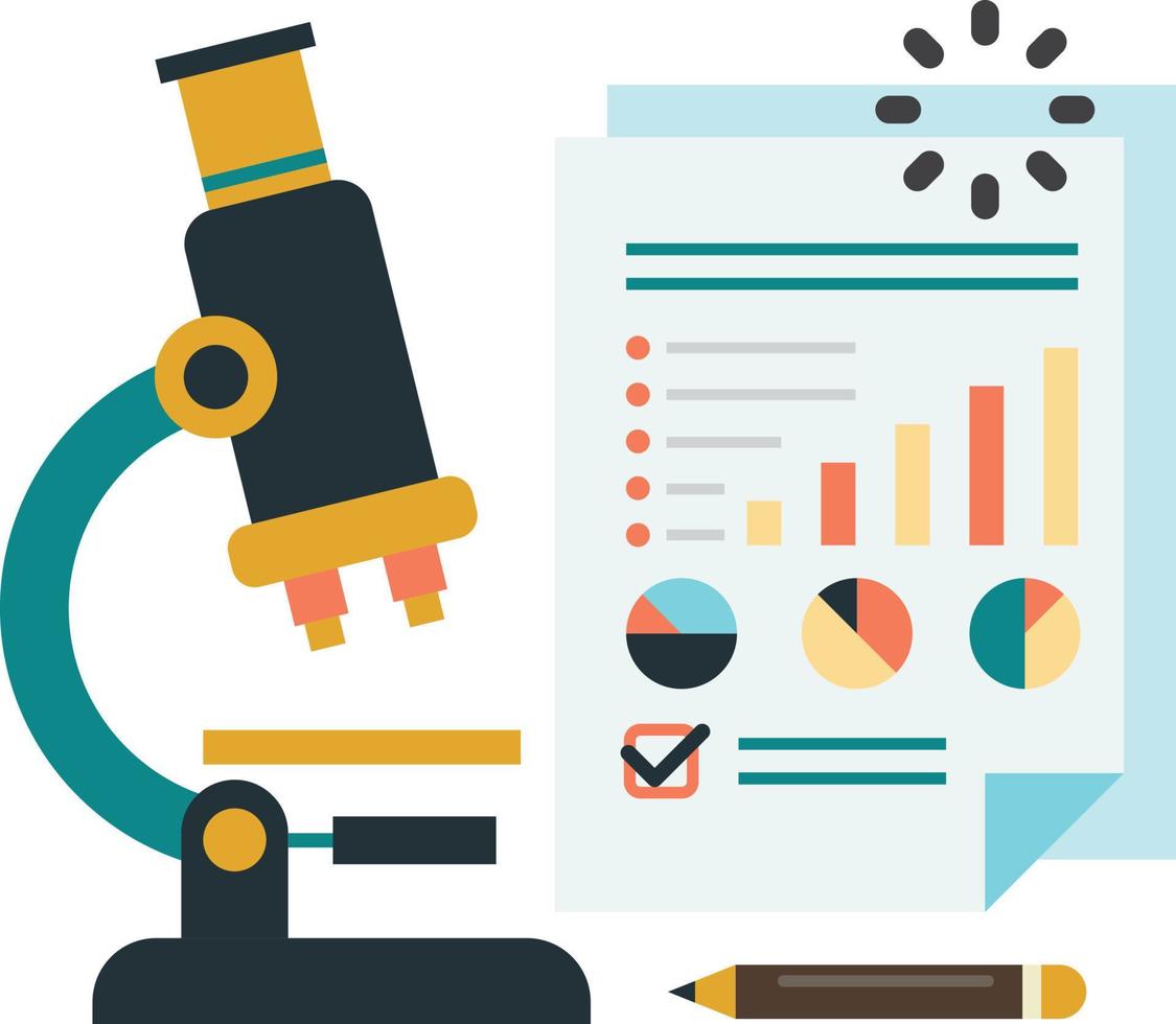 microscopio e ilustración de informe en estilo minimalista vector