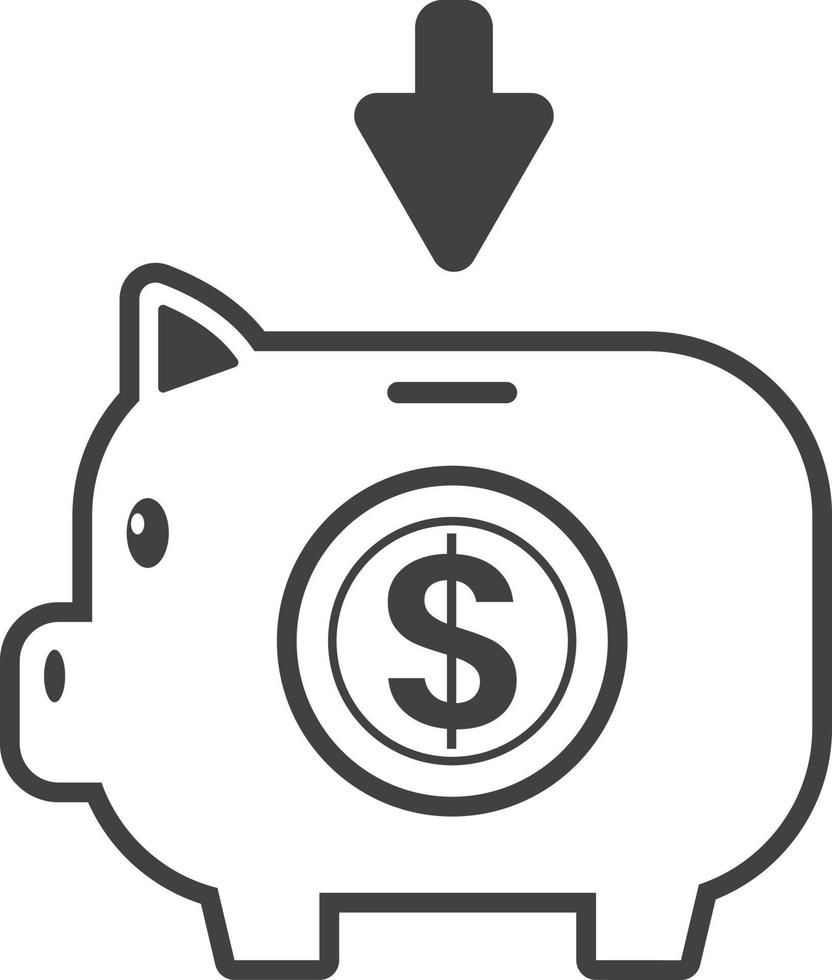 Piggy bank and saving money illustration in minimal style vector