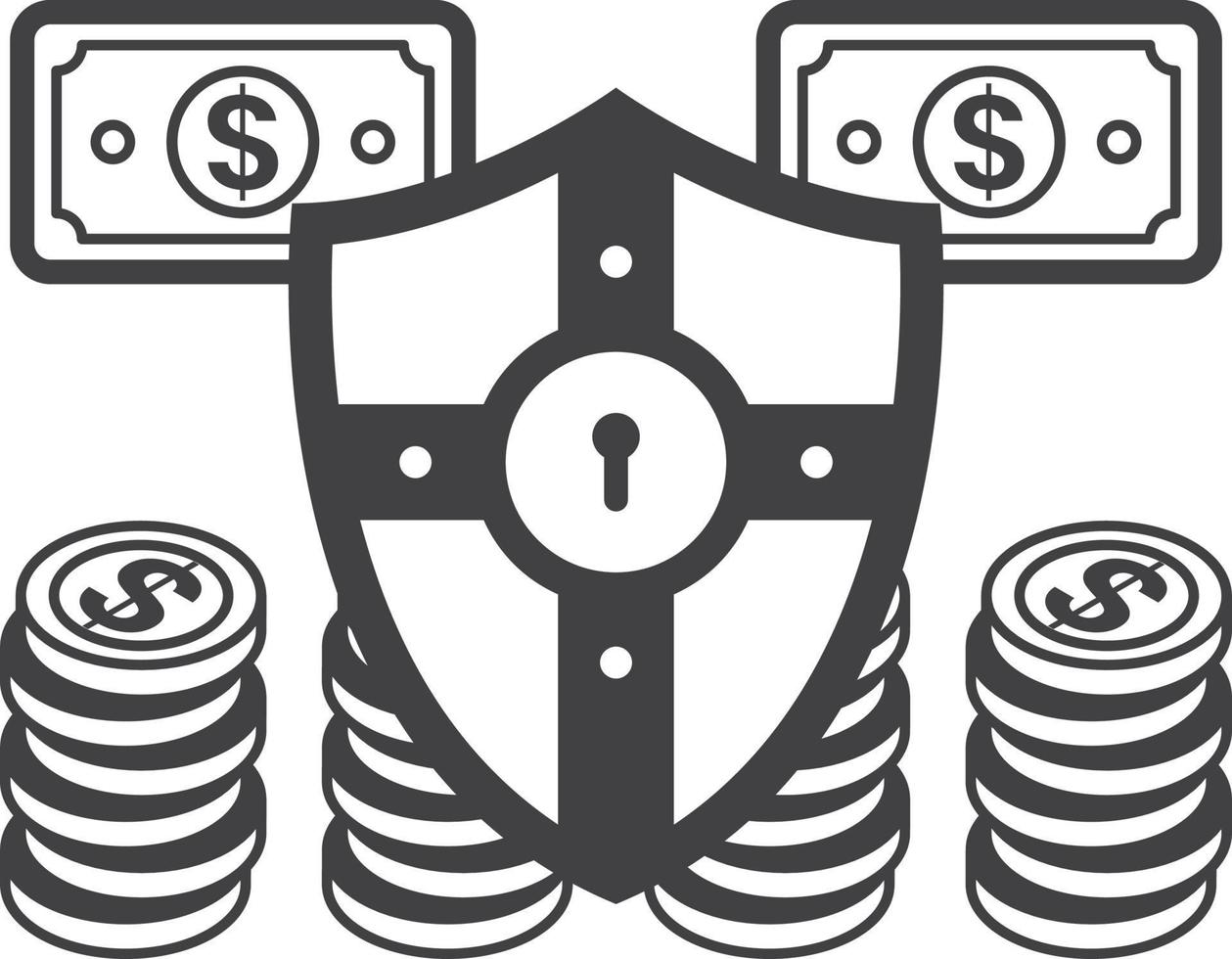 money and shield illustration in minimal style vector