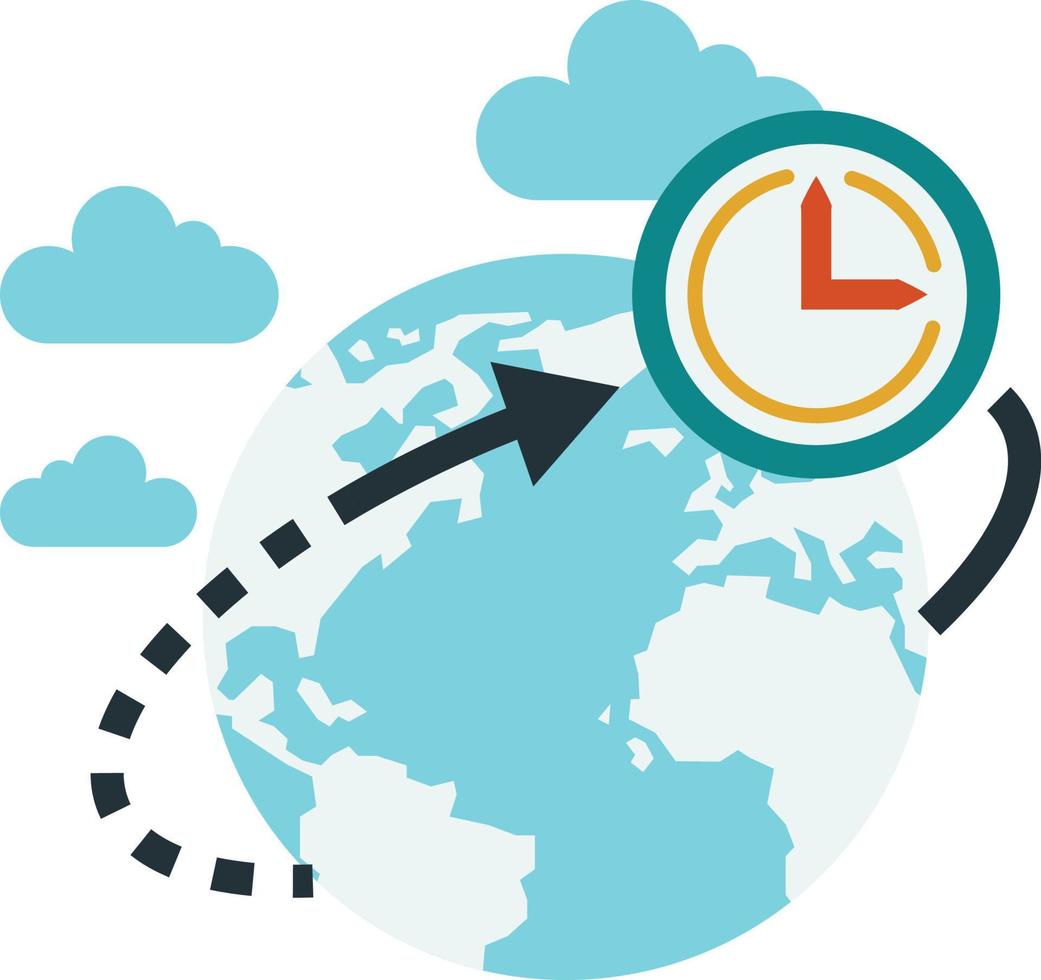 world and clock illustration in minimal style vector