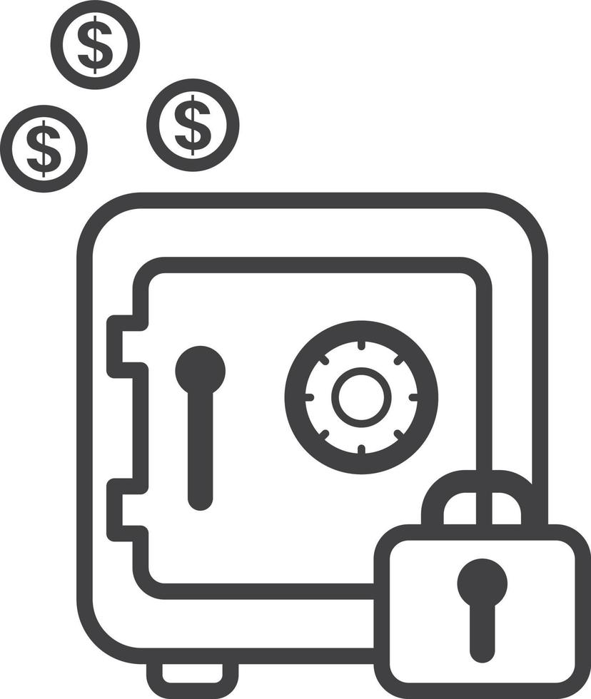 Safe box and lock illustration in minimal style vector
