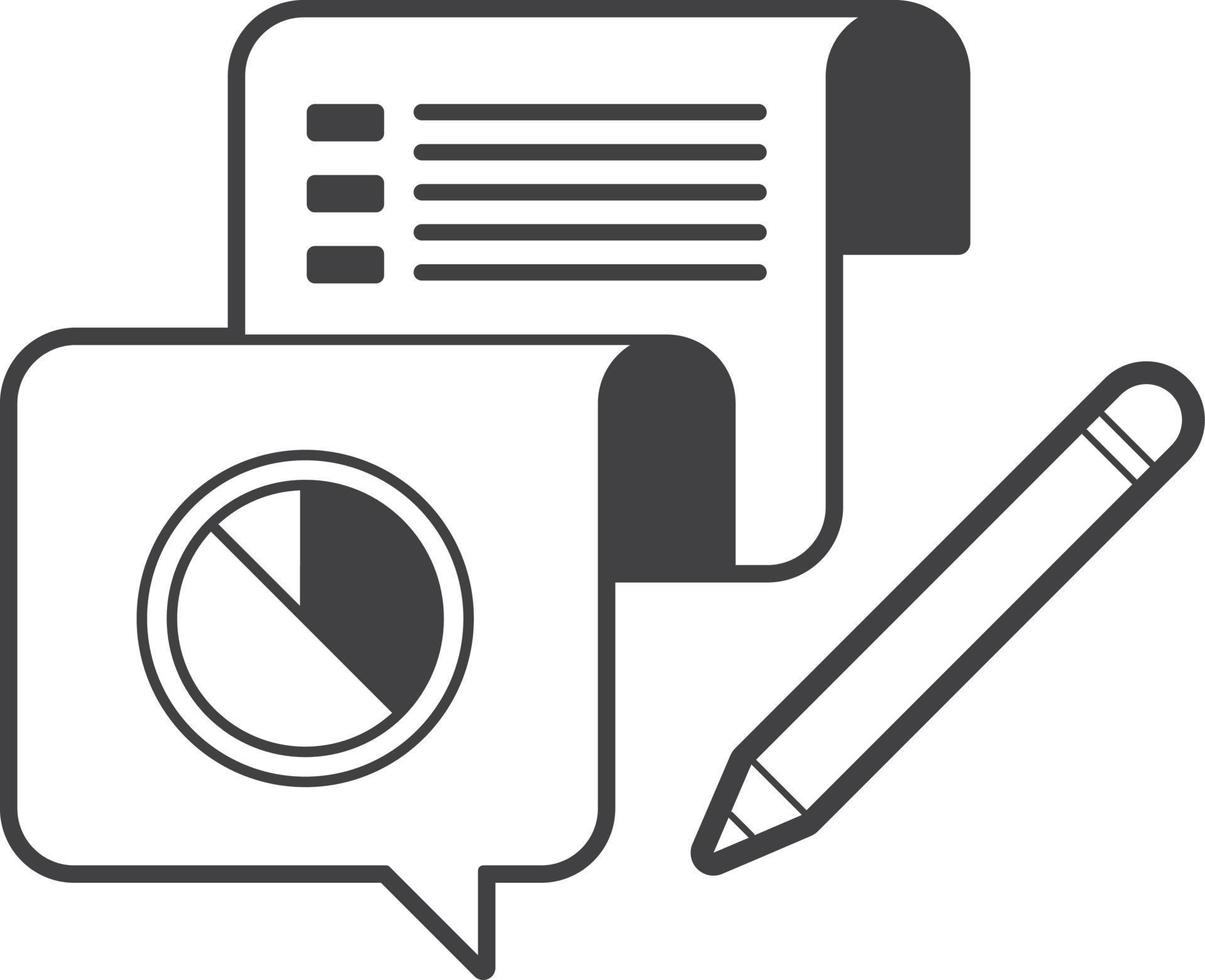 statistical graph and pencil illustration in minimal style vector