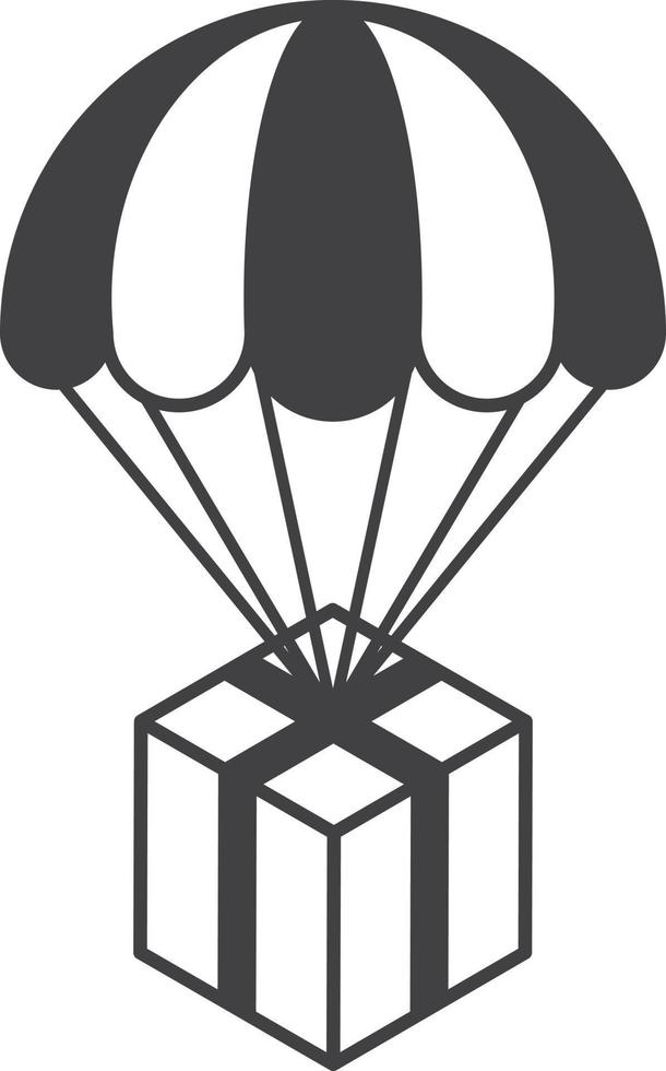 Parcel and parachute illustration in minimal style vector