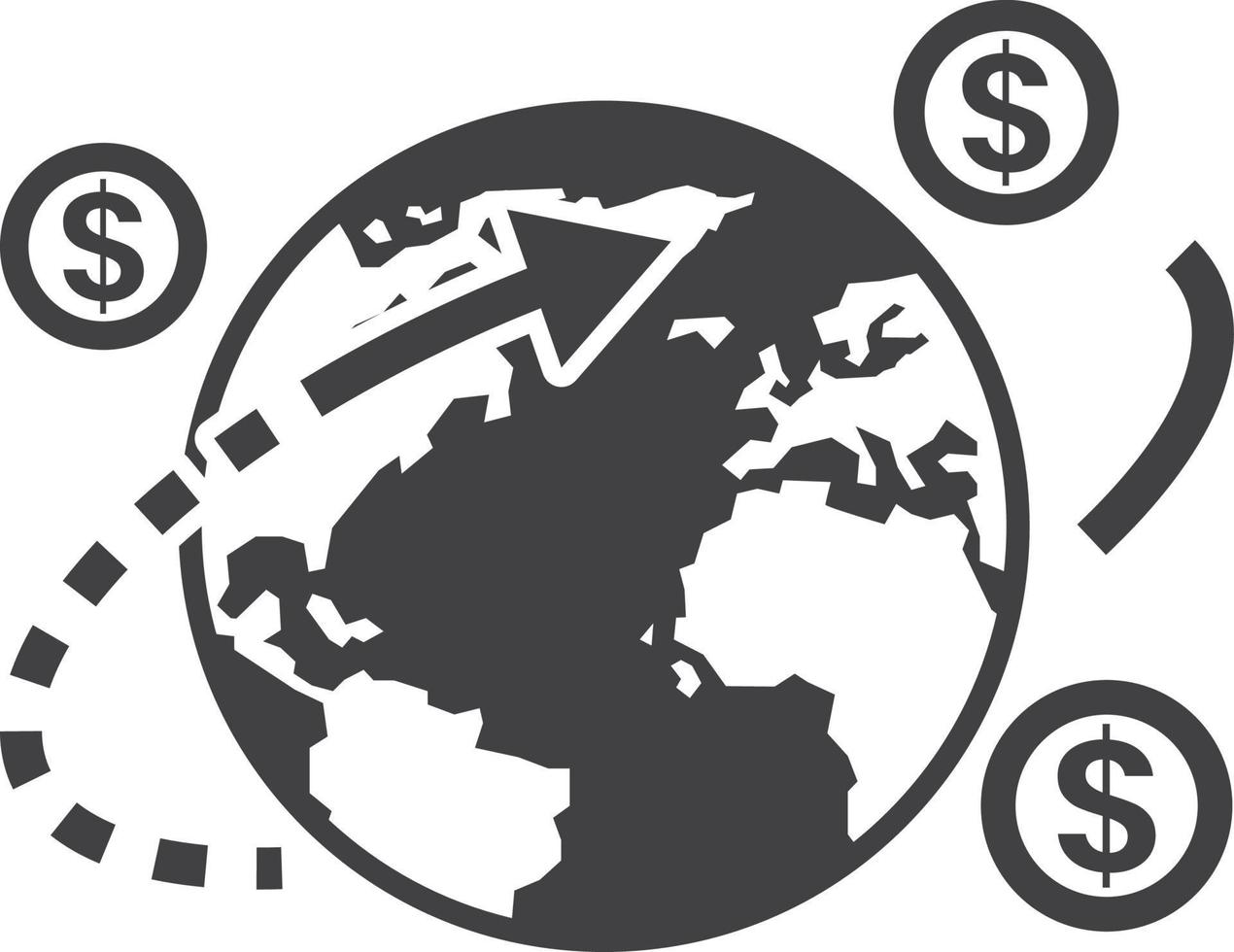 world and money illustration in minimal style vector