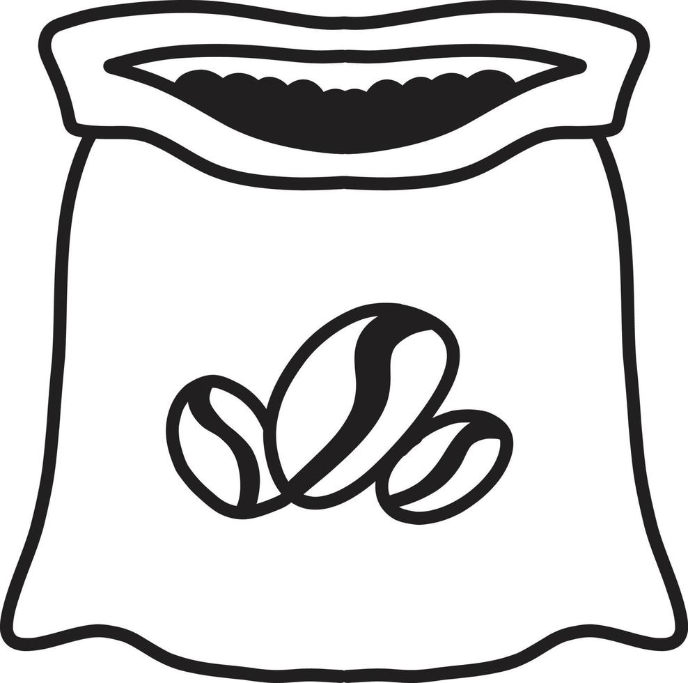 ilustración de saco de café en grano dibujado a mano vector