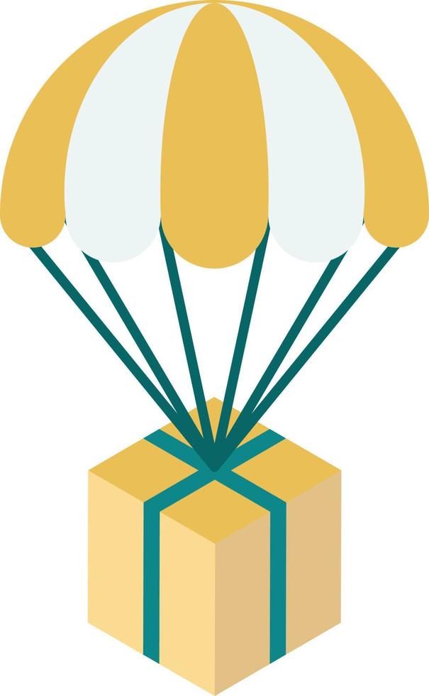 Parcel and parachute illustration in minimal style vector