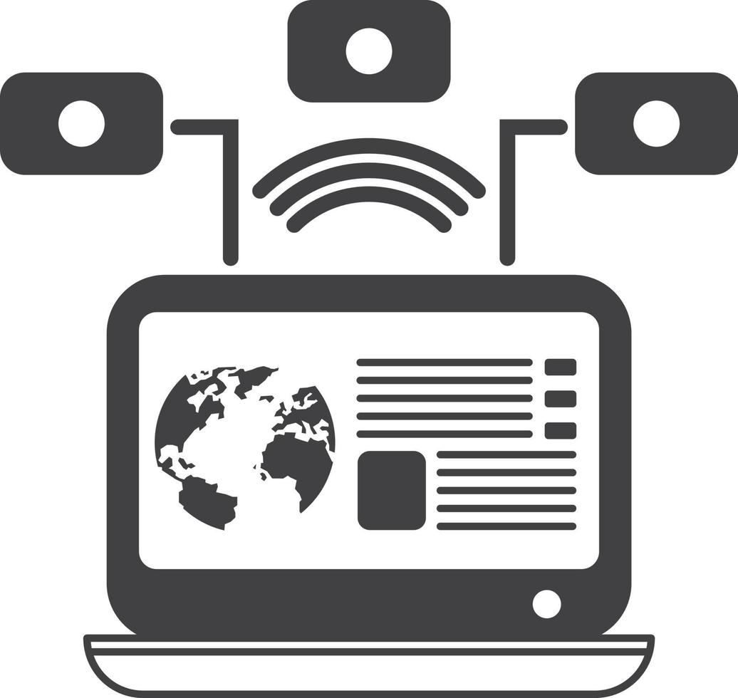 laptop and data connection illustration in minimal style vector