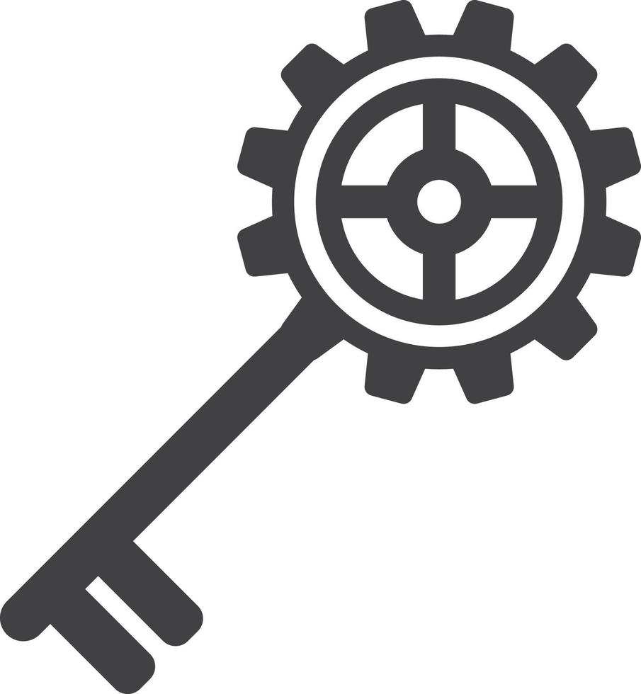 cog shaped key illustration in minimal style vector