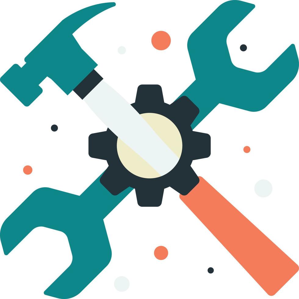 hammer and wrench illustration in minimal style vector