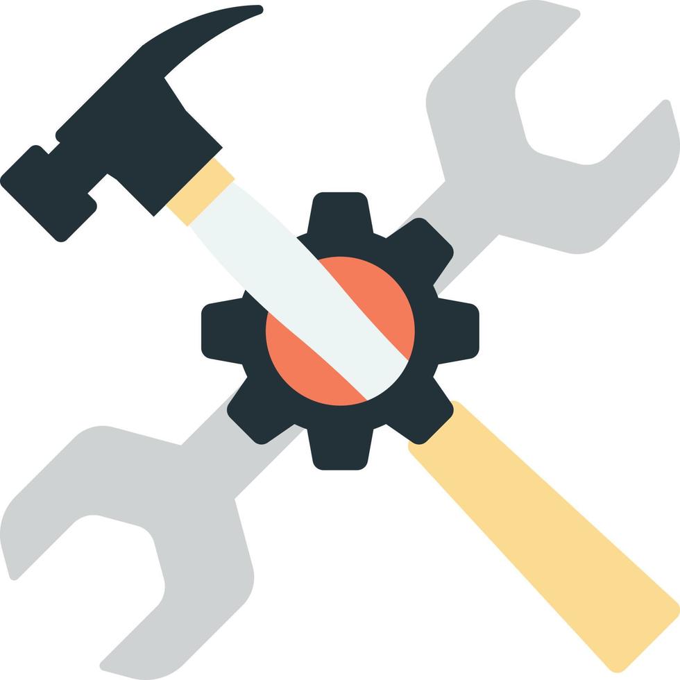 hammer and wrench illustration in minimal style vector