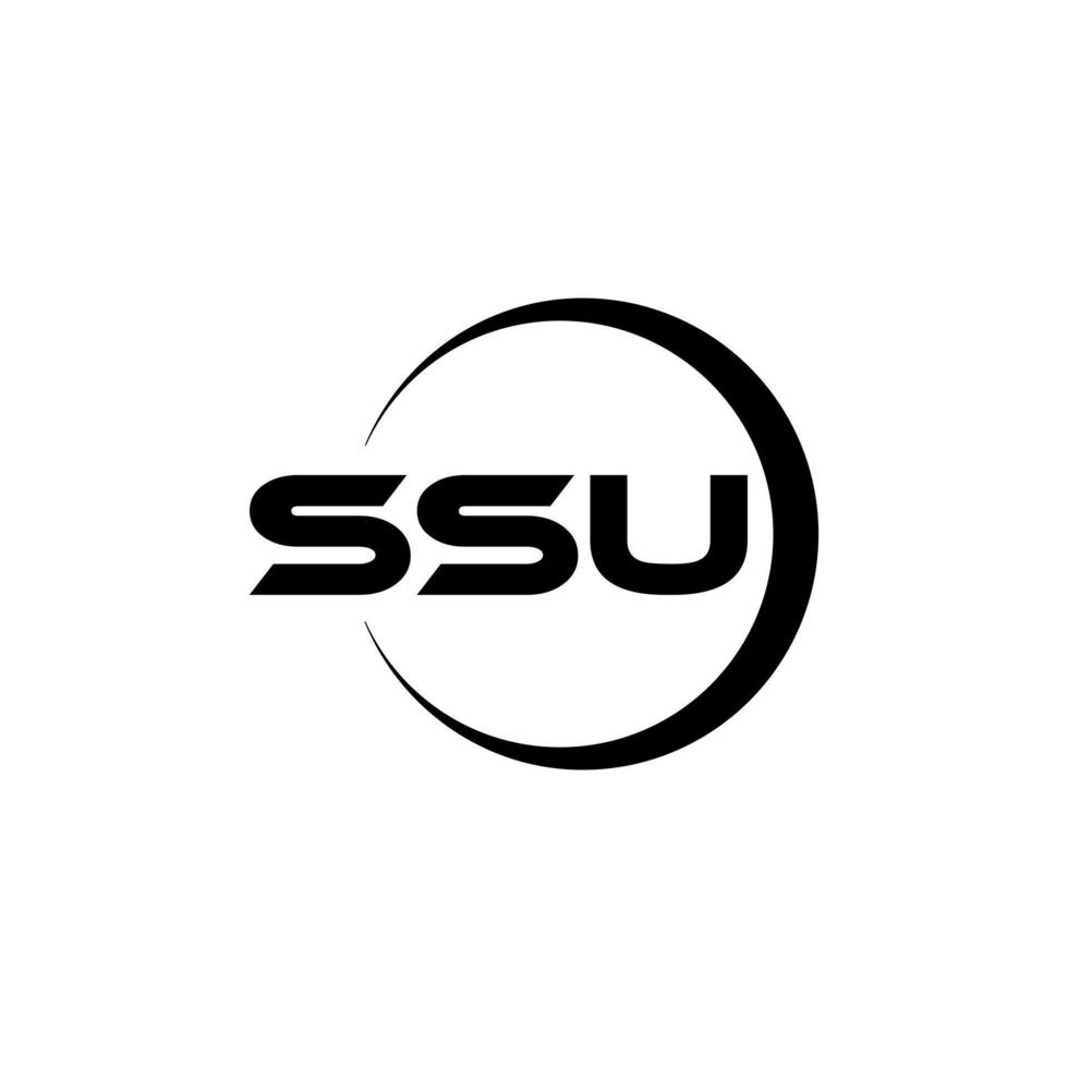 SSU letter logo design with black background in illustrator. Vector logo, calligraphy designs for logo, Poster, Invitation, etc.