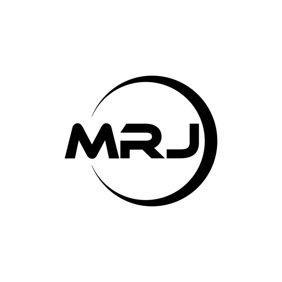 MRJ letter logo design in illustration. Vector logo, calligraphy designs for logo, Poster, Invitation, etc.