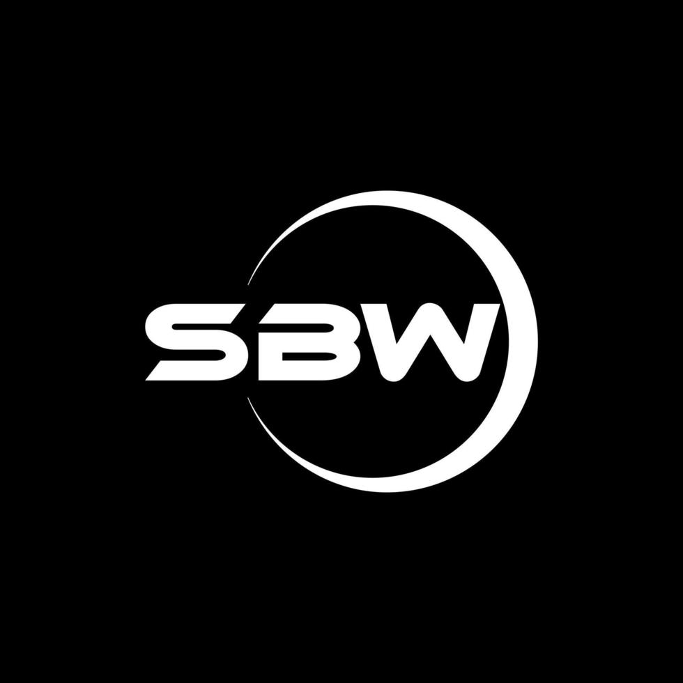 SBW letter logo design with black background in illustrator. Vector logo, calligraphy designs for logo, Poster, Invitation, etc.