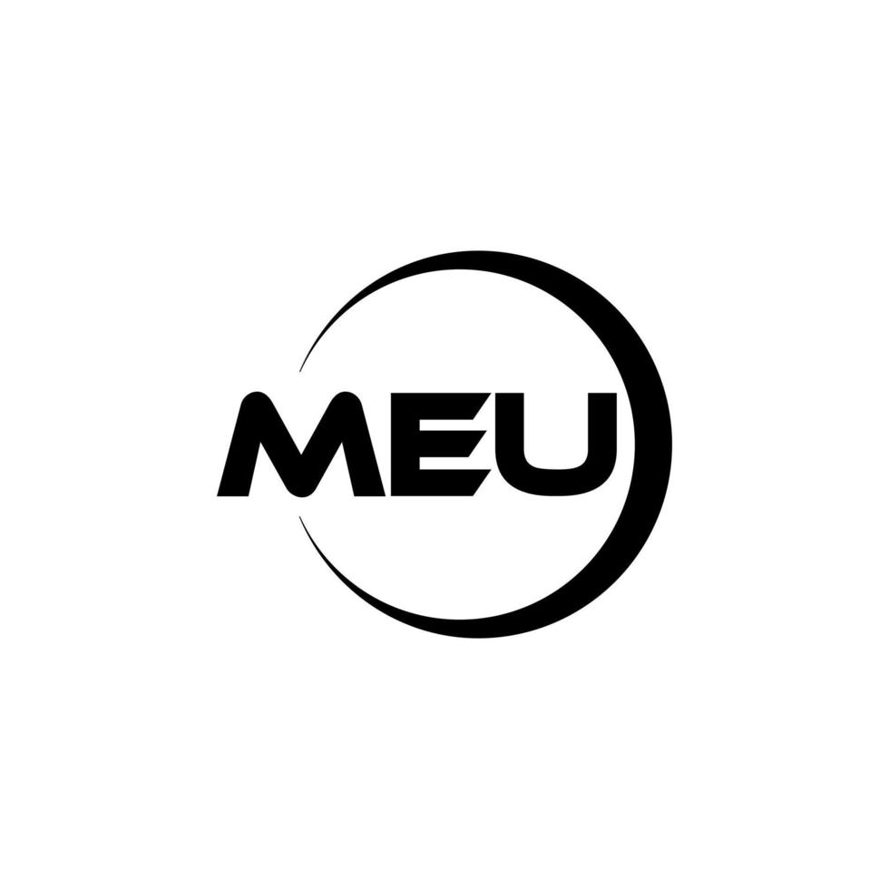 MEU letter logo design in illustration. Vector logo, calligraphy designs for logo, Poster, Invitation, etc.