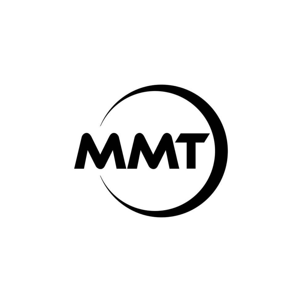 MMT letter logo design in illustration. Vector logo, calligraphy designs for logo, Poster, Invitation, etc.