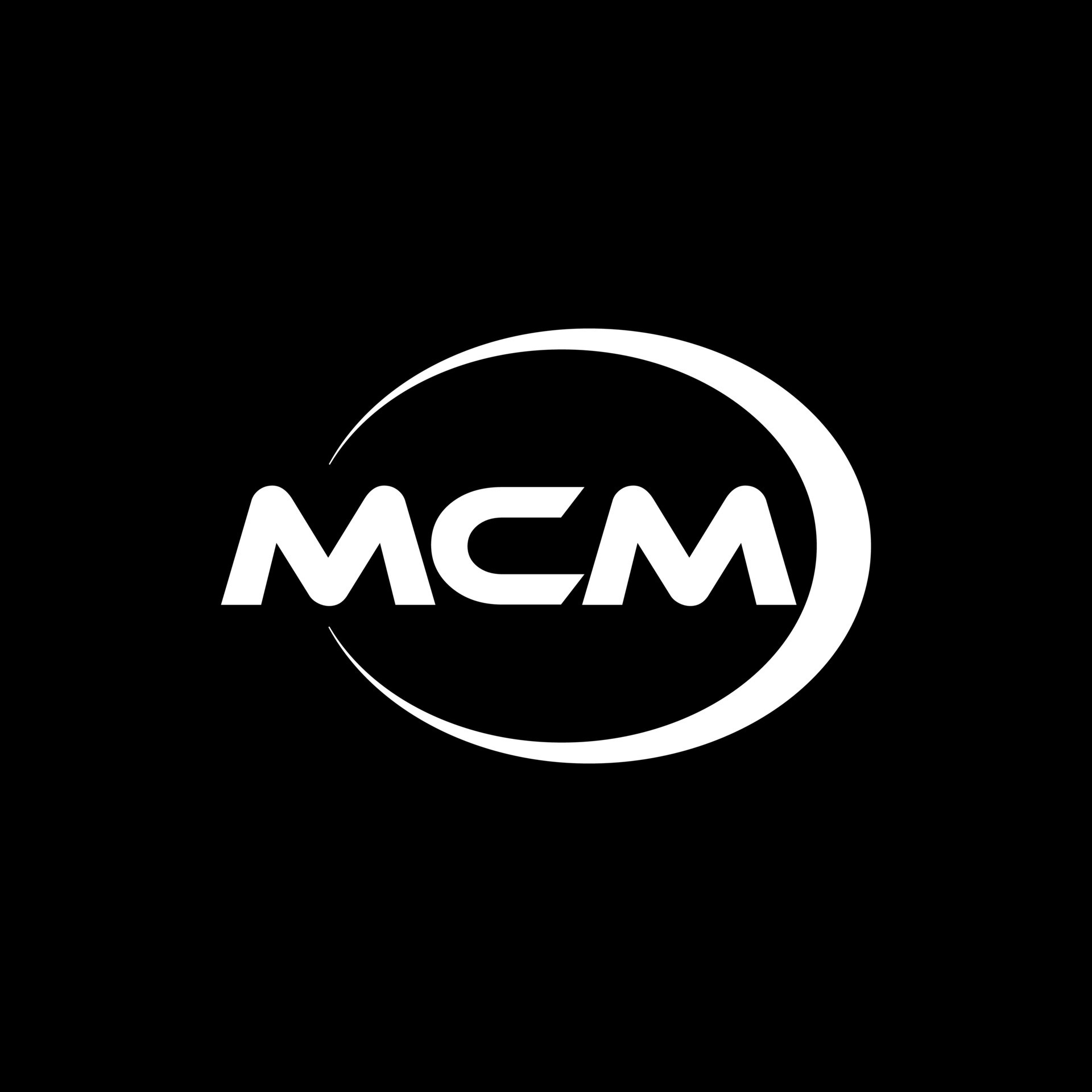 MCM letter logo design on black background. MCM creative initials