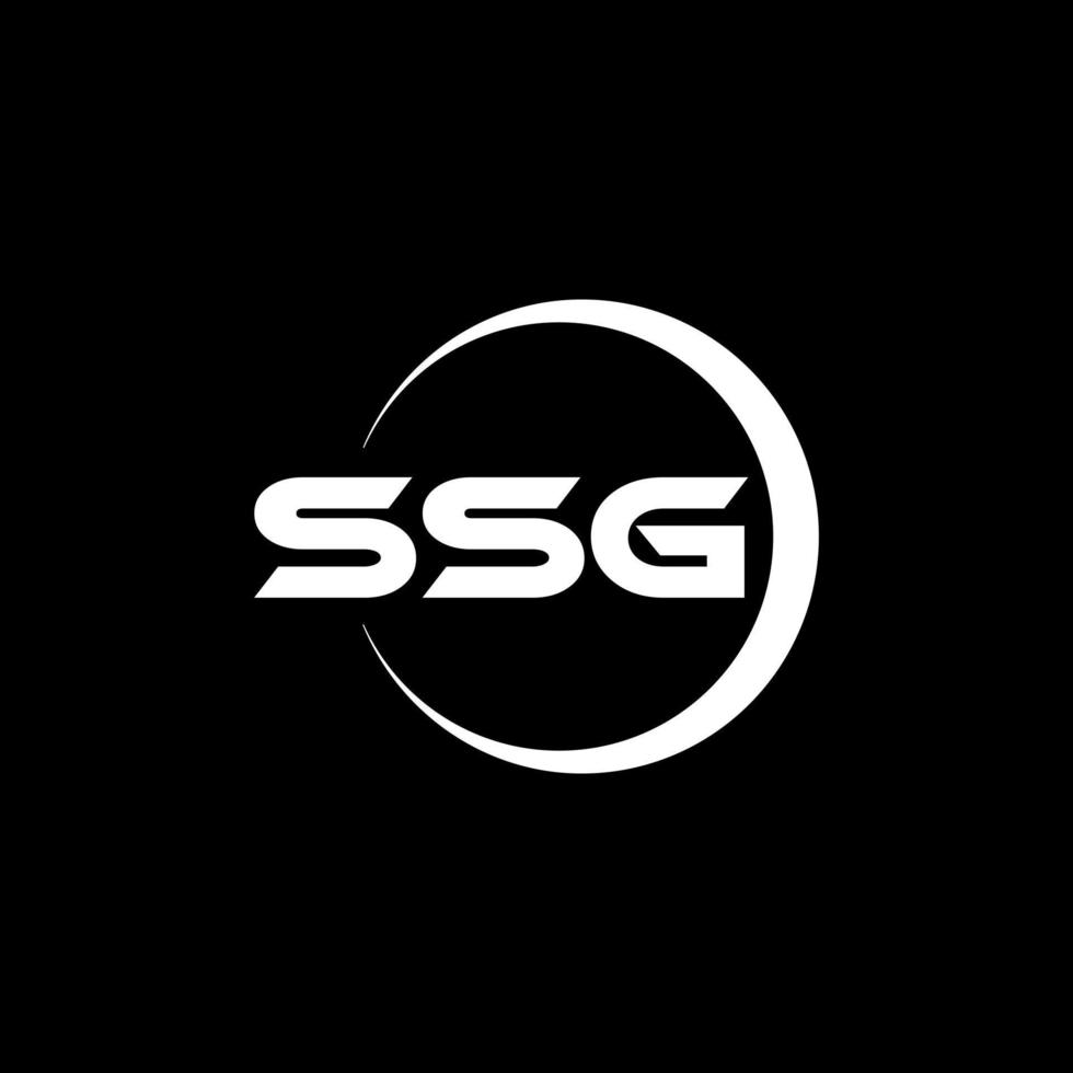 SSG letter logo design with black background in illustrator. Vector logo, calligraphy designs for logo, Poster, Invitation, etc.
