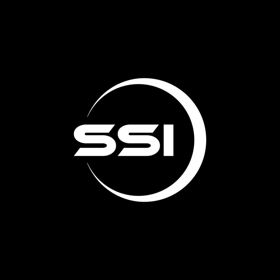 SSI letter logo design with black background in illustrator. Vector logo, calligraphy designs for logo, Poster, Invitation, etc.