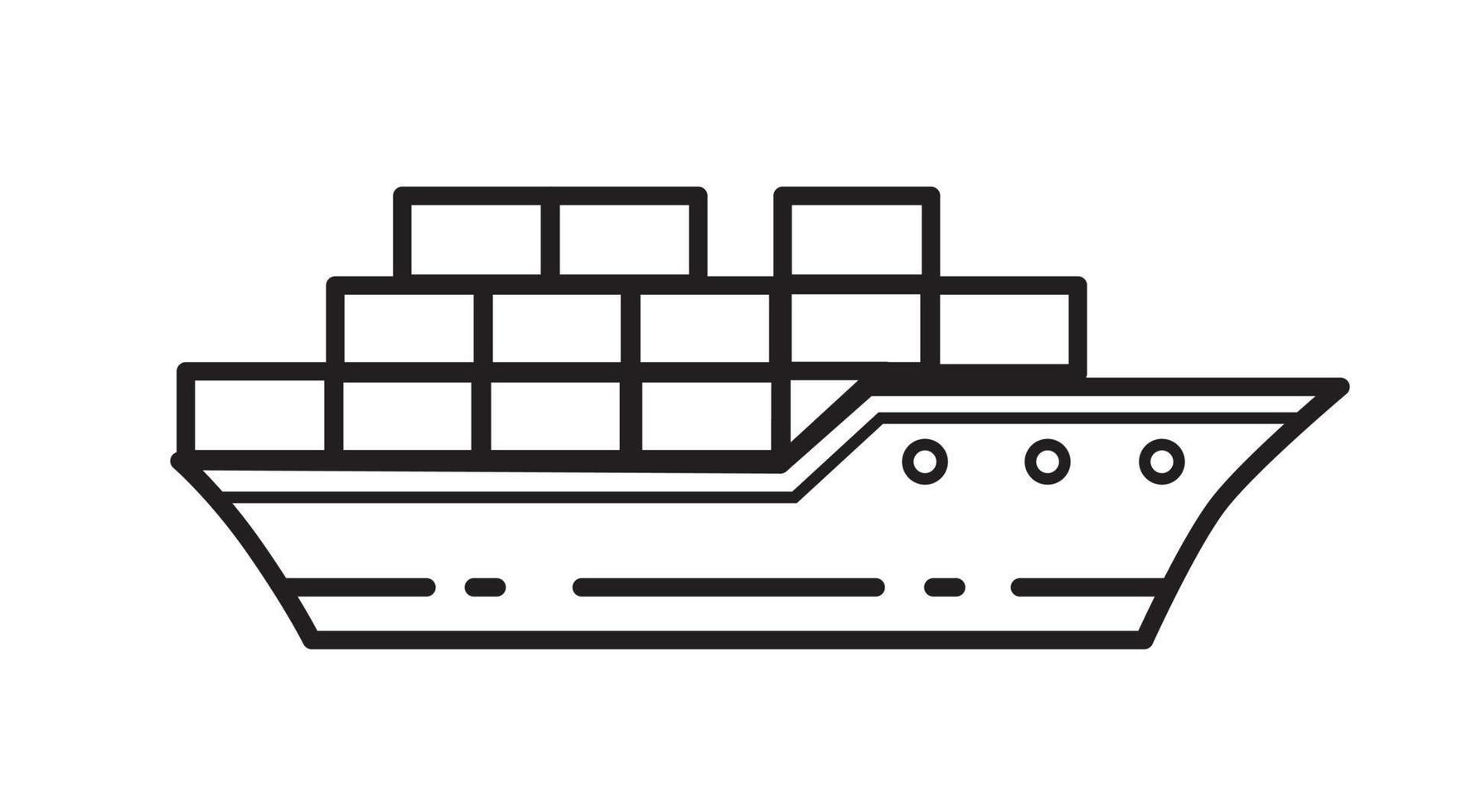 Ferry with a cargo. Delivery across the ocean. vector