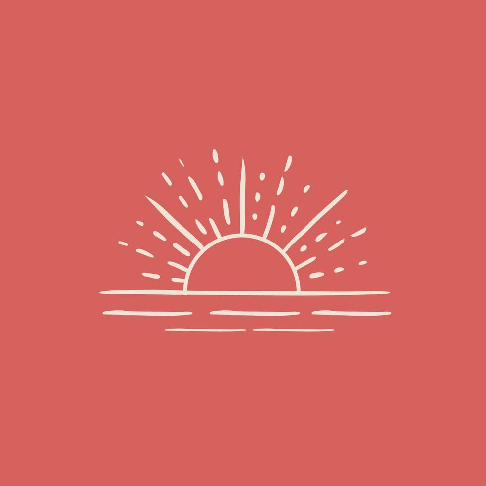 Sun rays images. Hand drawn style. Vector illustration.
