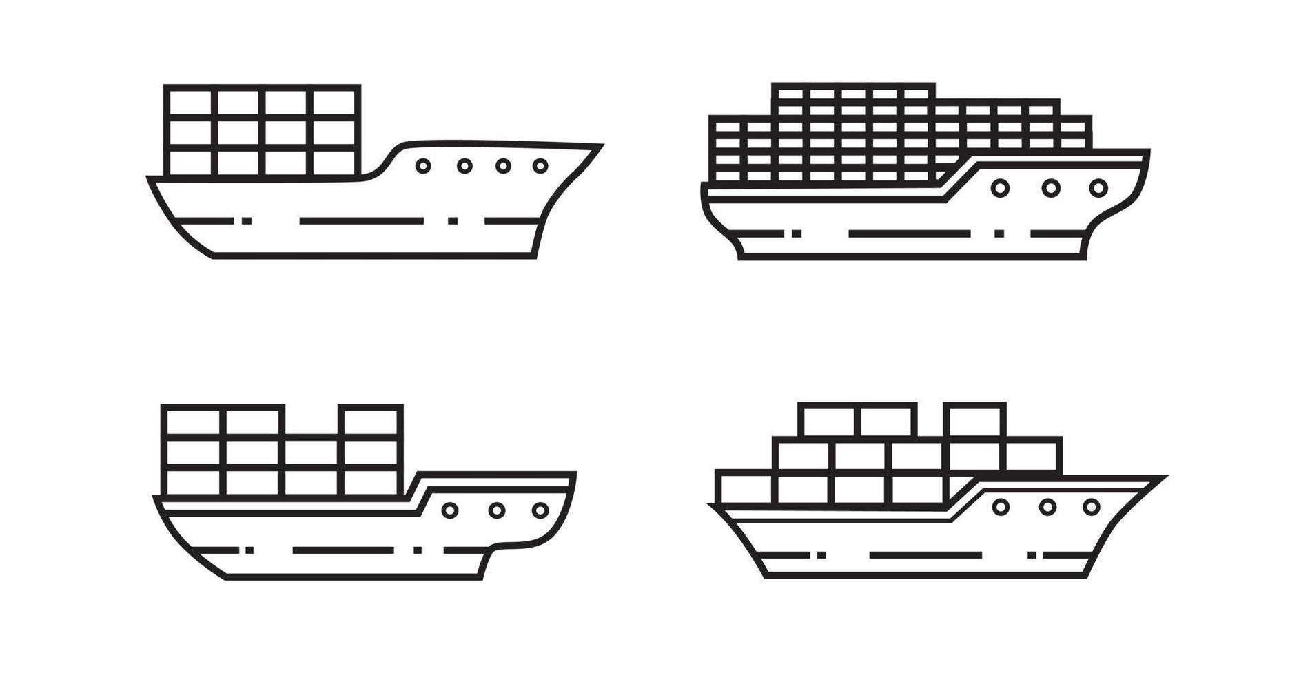 Ferry with a cargo. Delivery across the ocean. vector